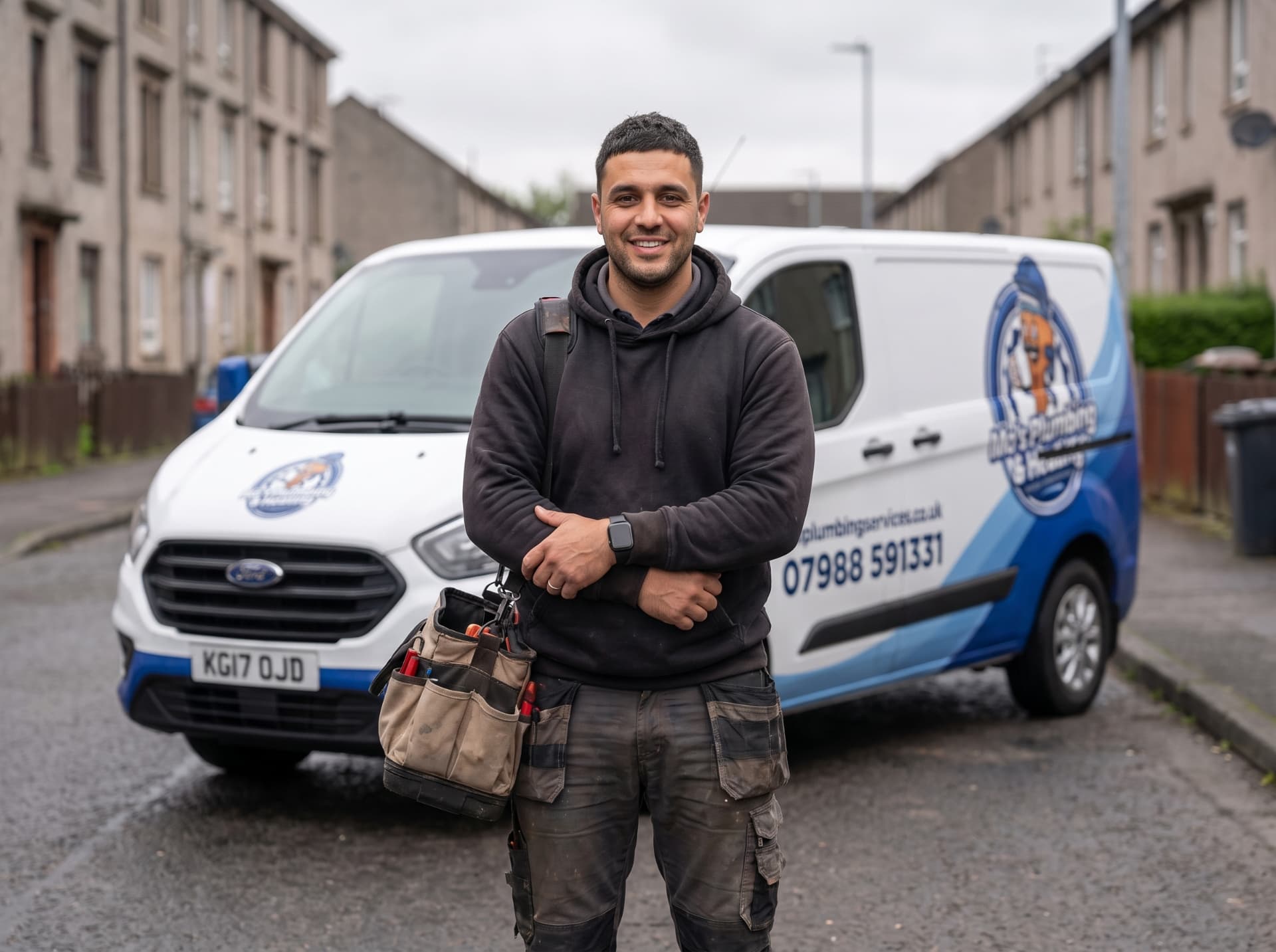 Mo, founder of Mo's Plumbing and Heating, in Glasgow